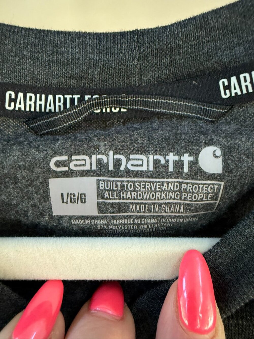 Carhartt Force Gray Performance Long Sleeve Shirt Size Large Moisture Wicking - Picture 6 of 6